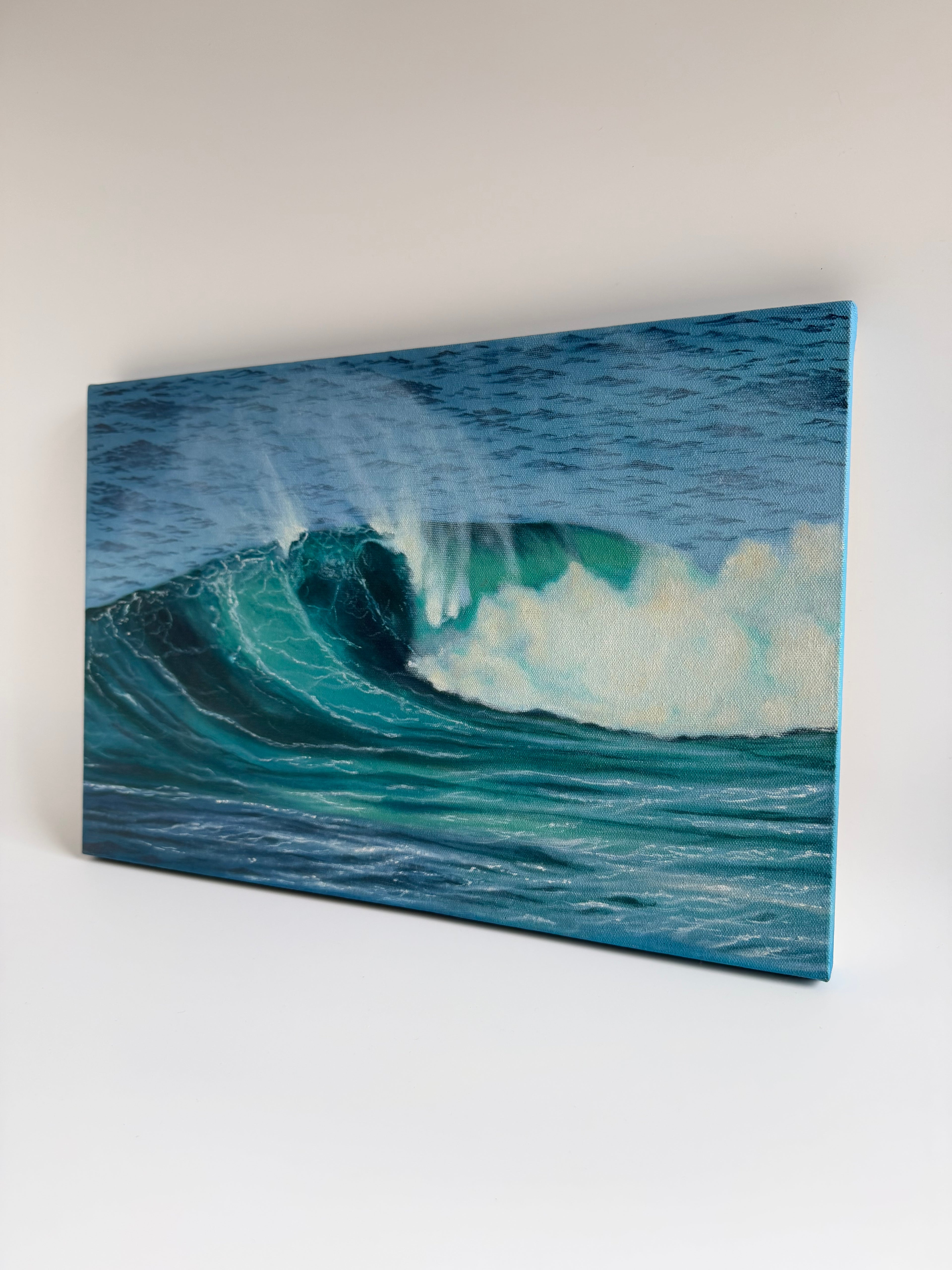 Original Ocean Wave Painting — 14 × 18 Oil on Canvas