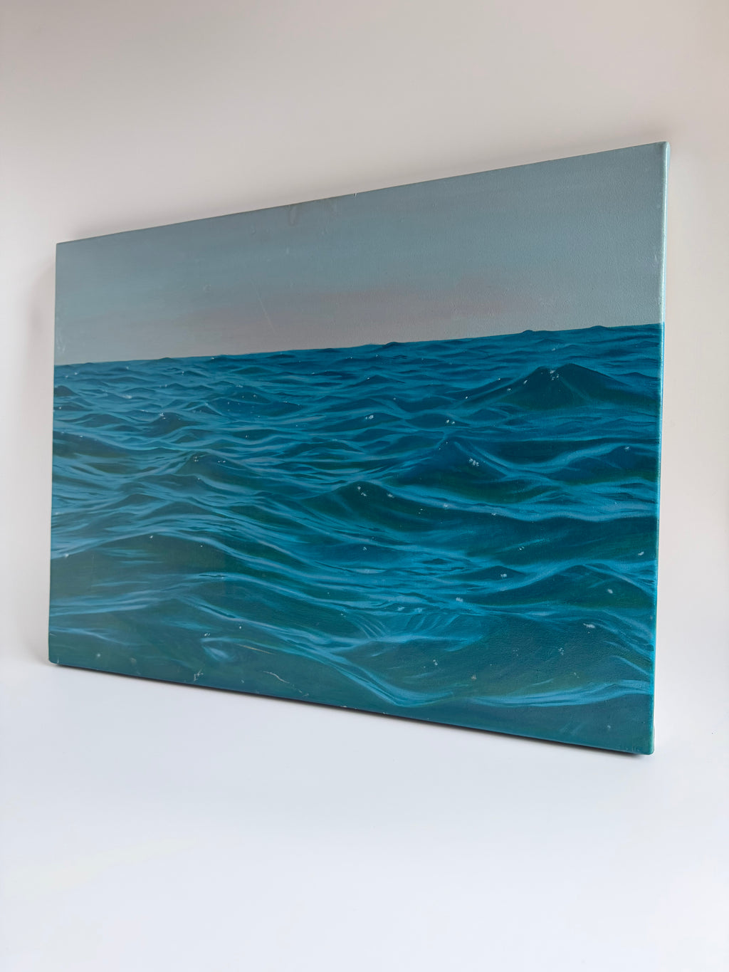 Original Turquoise Ocean Painting — 18 × 24 Oil on Canvas