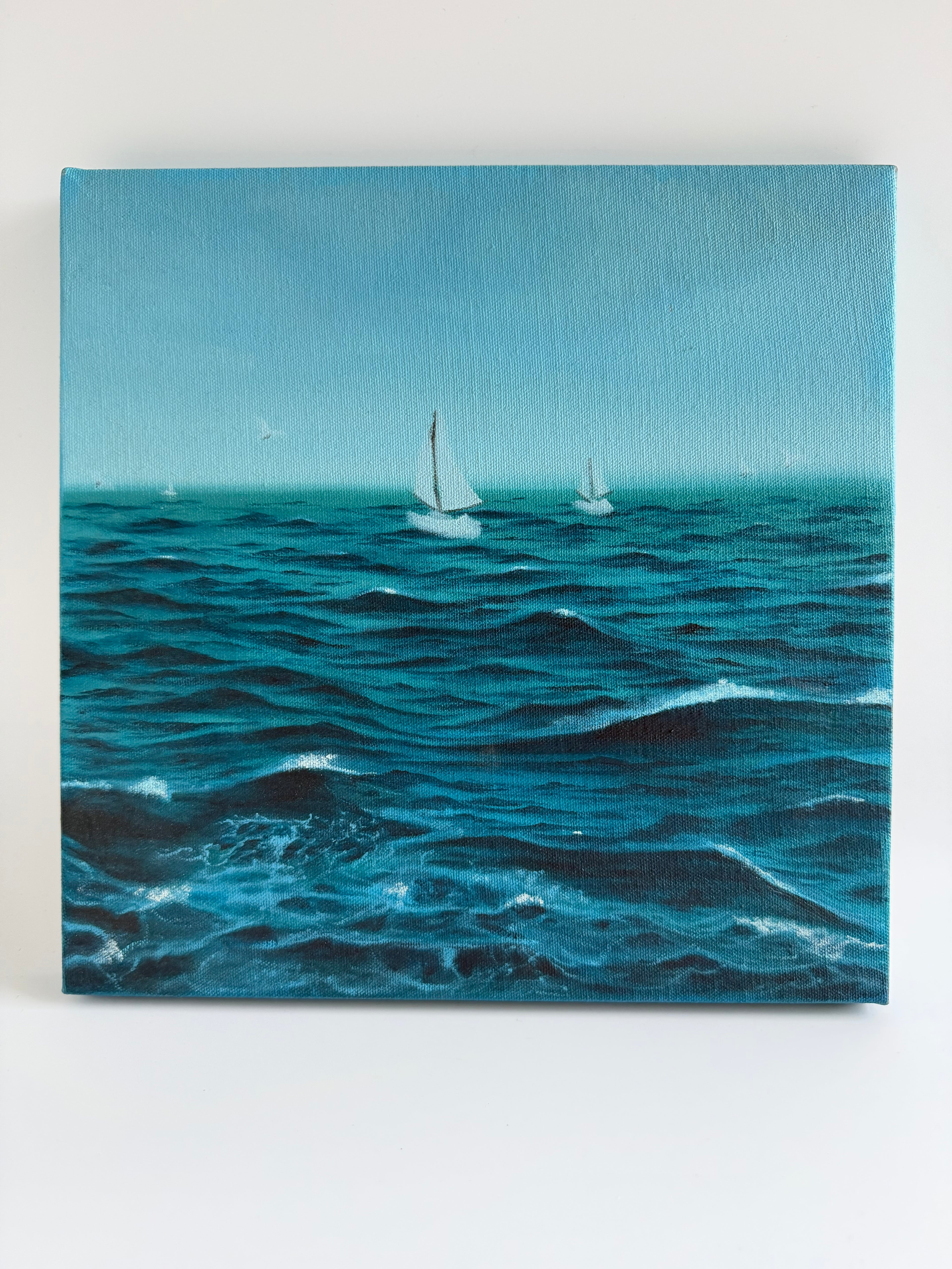 Stormy Sailboat Painting | Original Oil Painting | Nautical Wall Art | 12×12