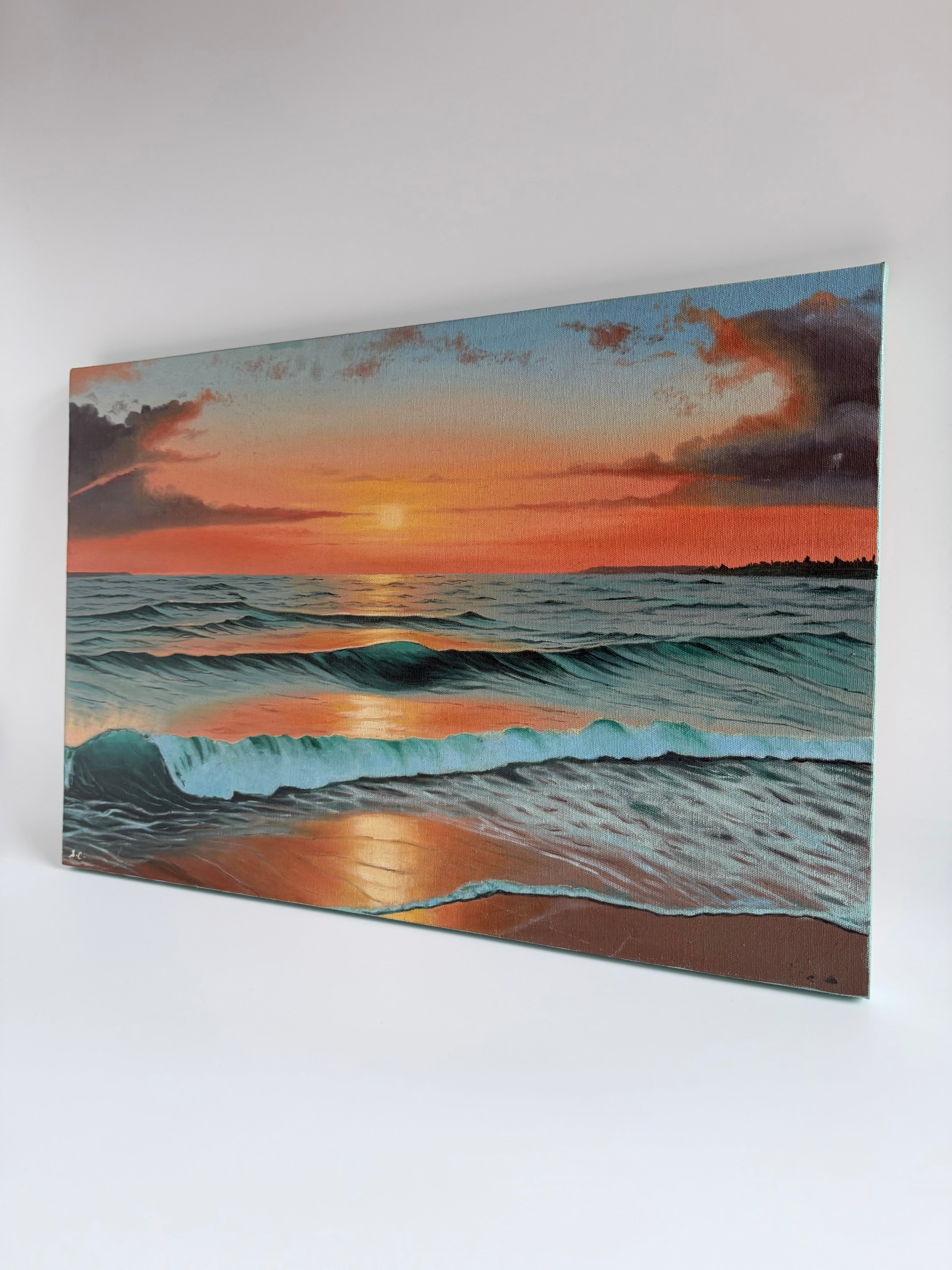 Golden Dusk — Original Beach Sunset Oil Painting