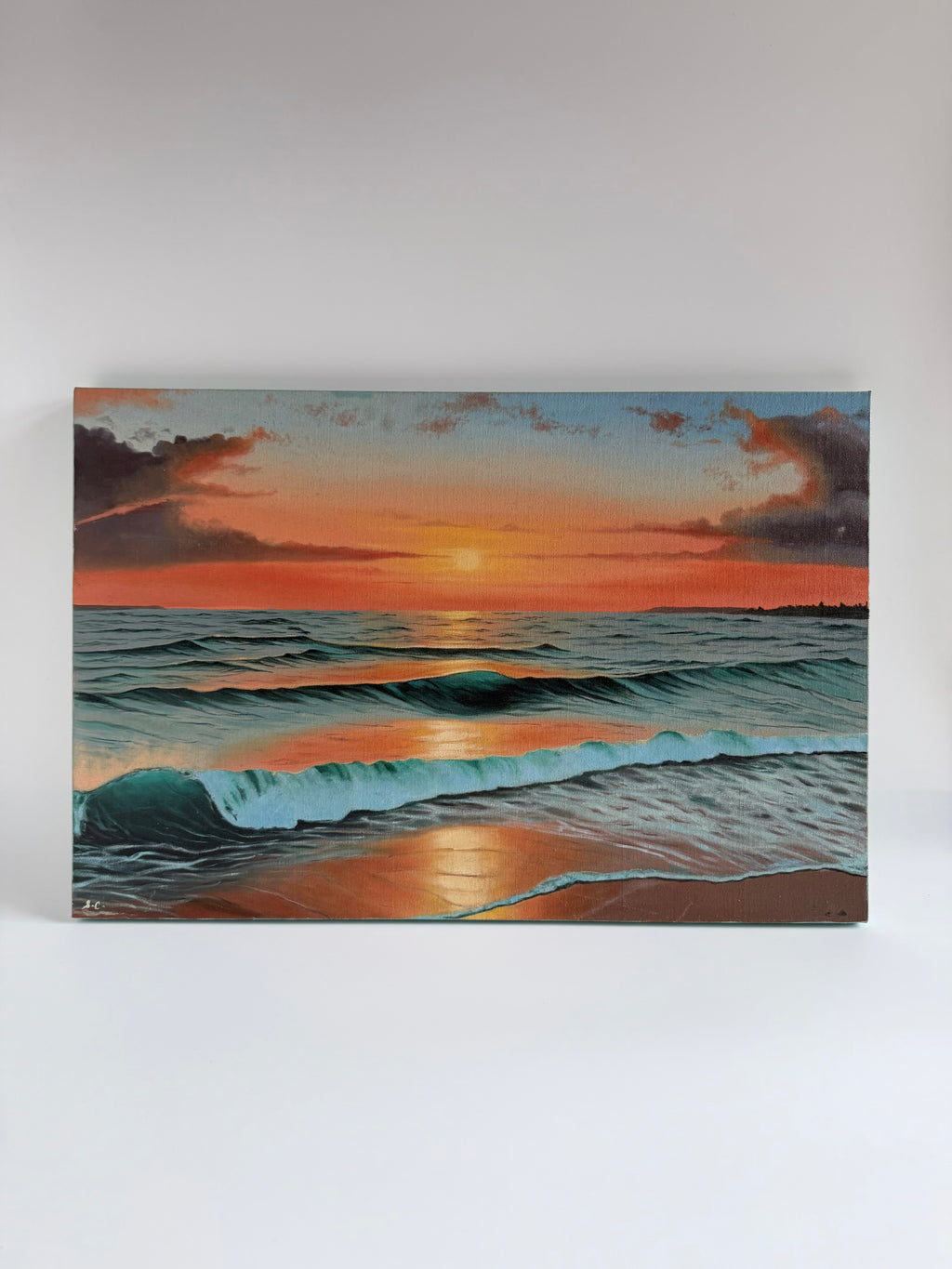 Golden Dusk — Original Beach Sunset Oil Painting