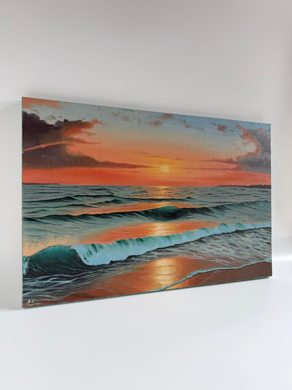 Golden Dusk — Original Beach Sunset Oil Painting