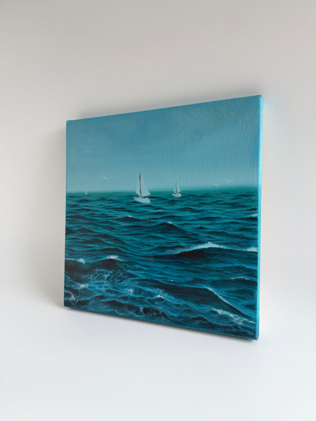 Stormy Sailboat Painting | Original Oil Painting | Nautical Wall Art | 12×12