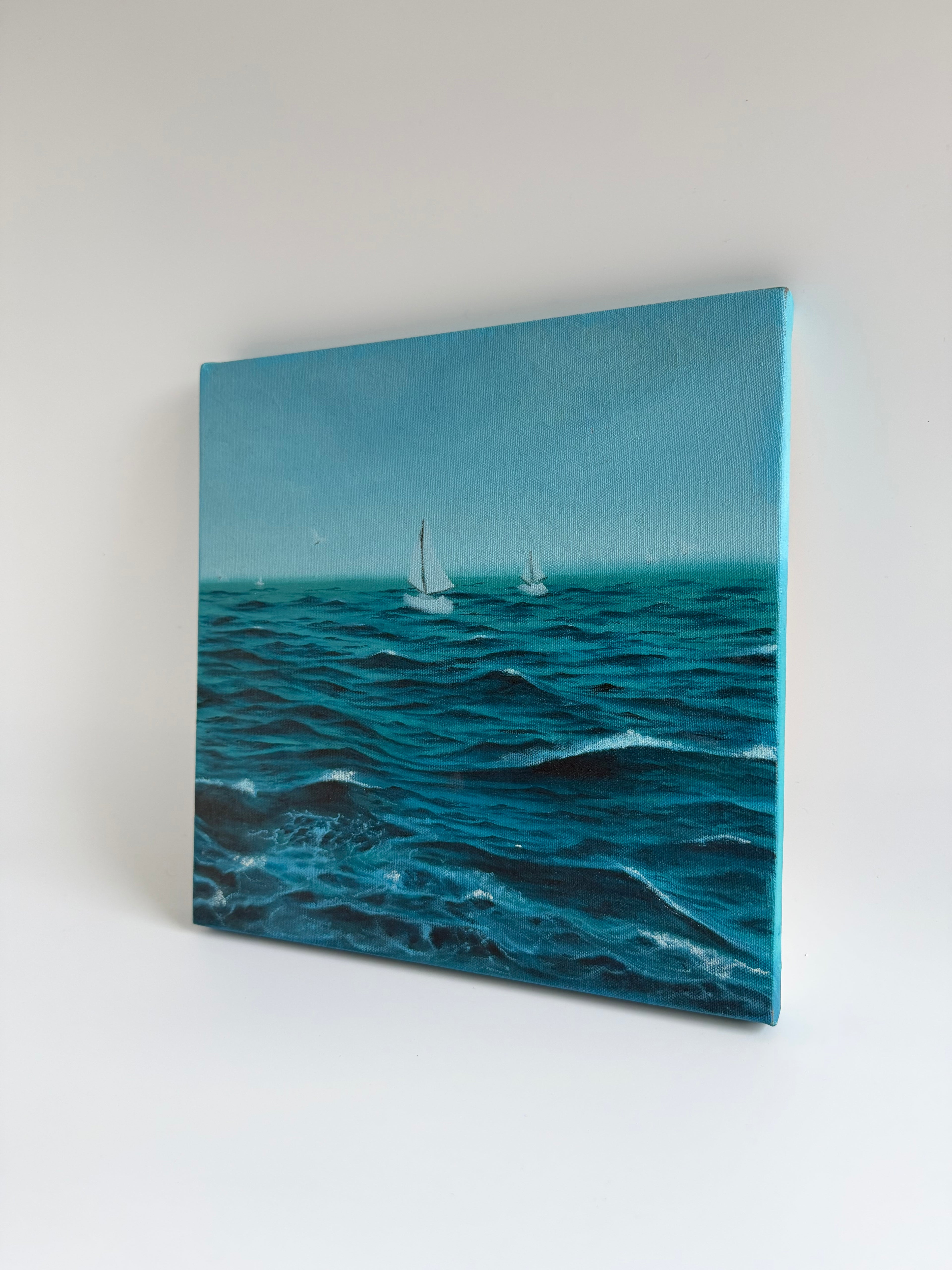 Stormy Sailboat Painting | Original Oil Painting | Nautical Wall Art | 12×12