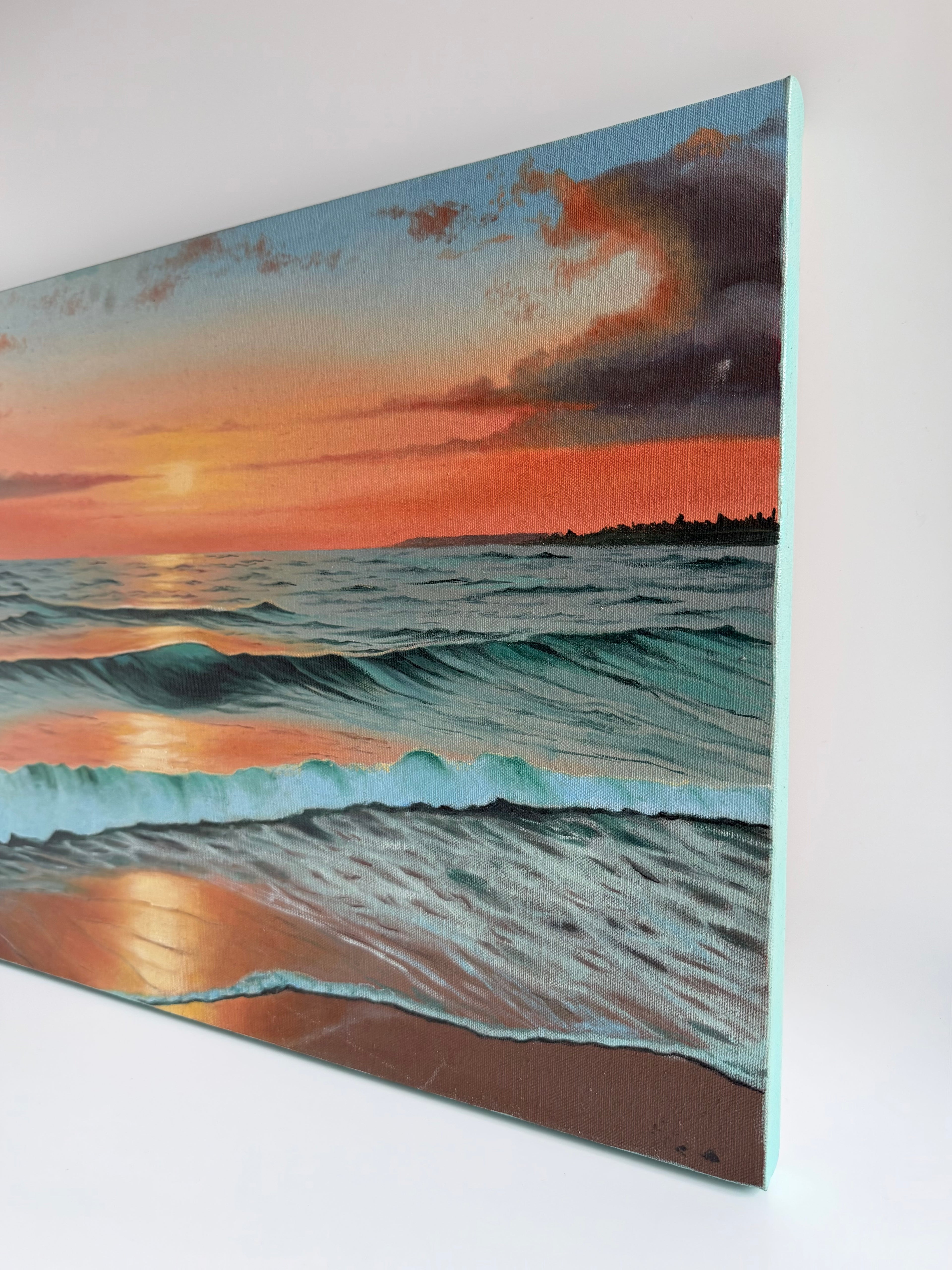 Golden Dusk — Original Beach Sunset Oil Painting