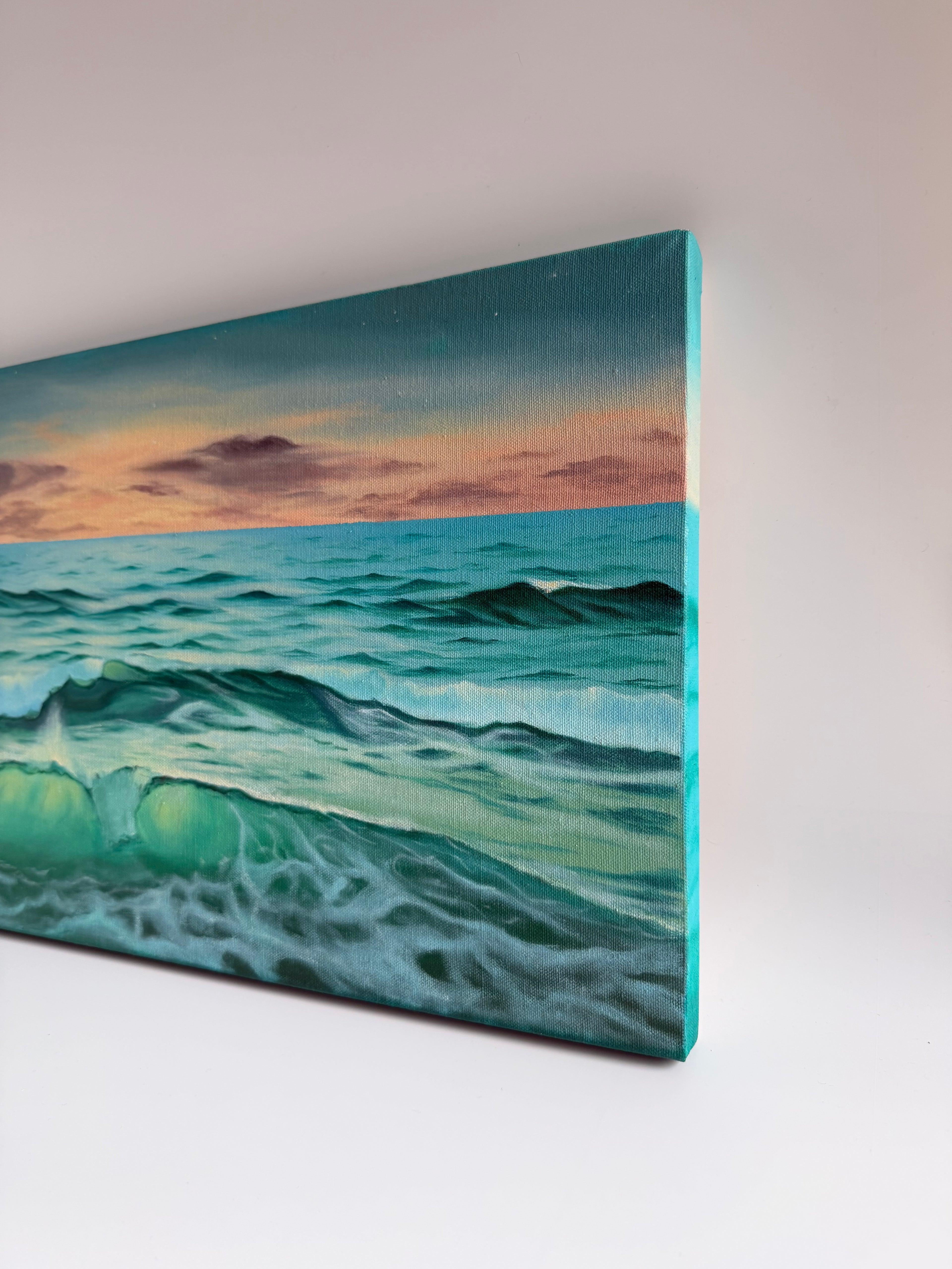 Emerald Seaglow — Original Panoramic Beach Sunset Painting