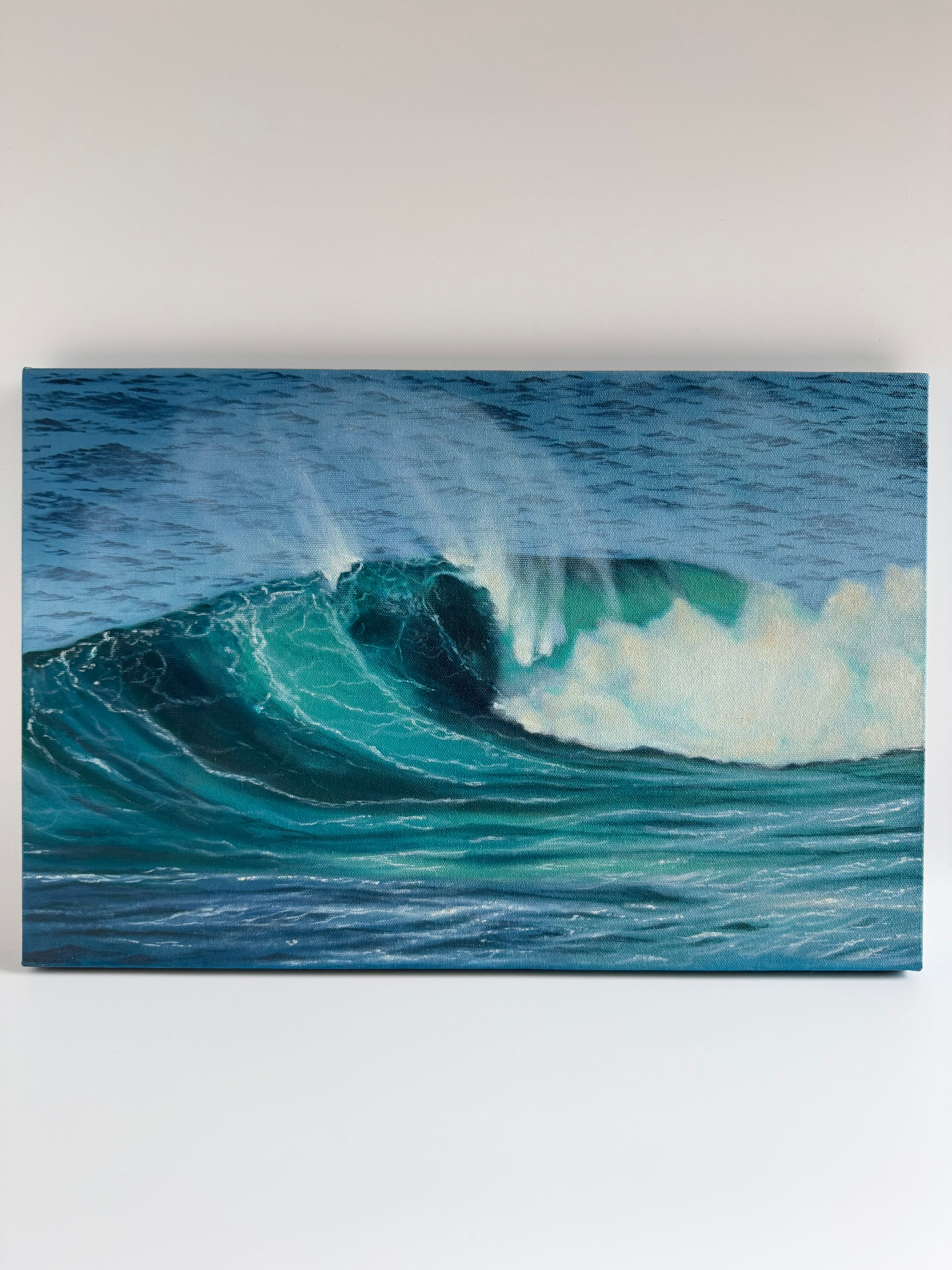 Original Ocean Wave Painting — 14 × 18 Oil on Canvas