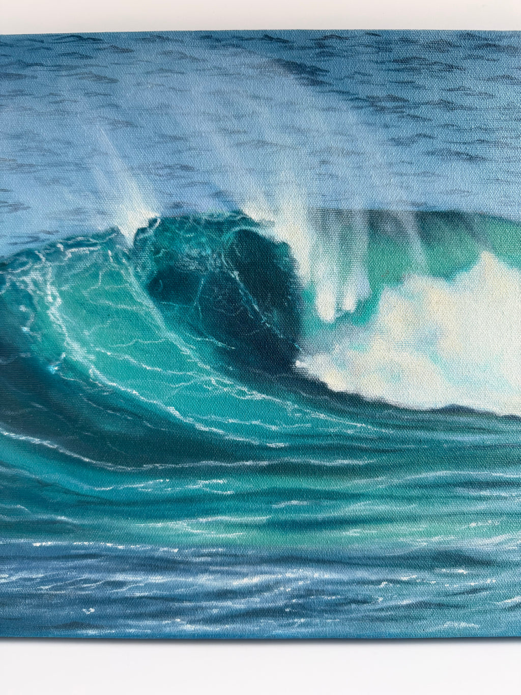 Original Ocean Wave Painting — 14 × 18 Oil on Canvas