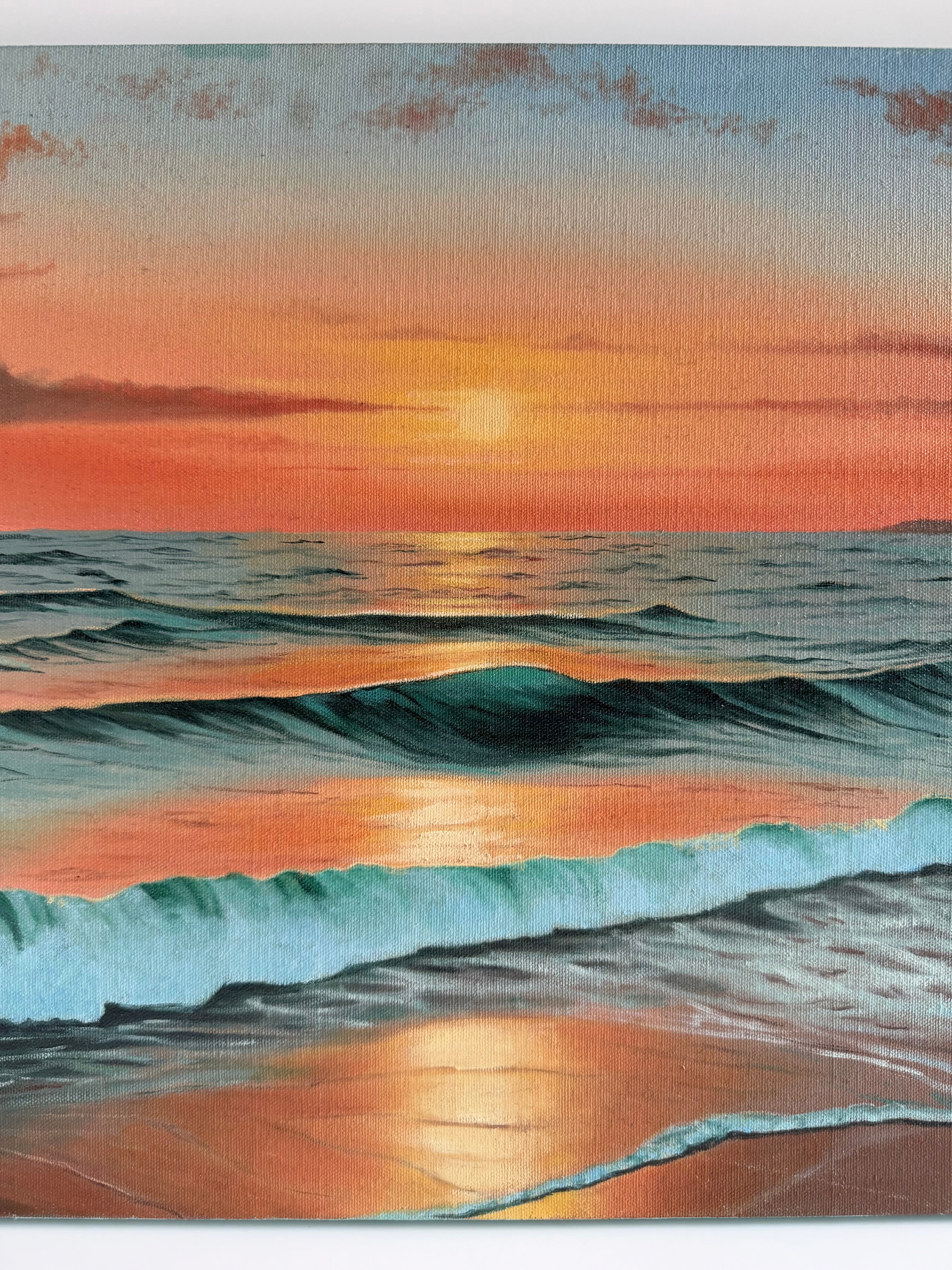 Golden Dusk — Original Beach Sunset Oil Painting