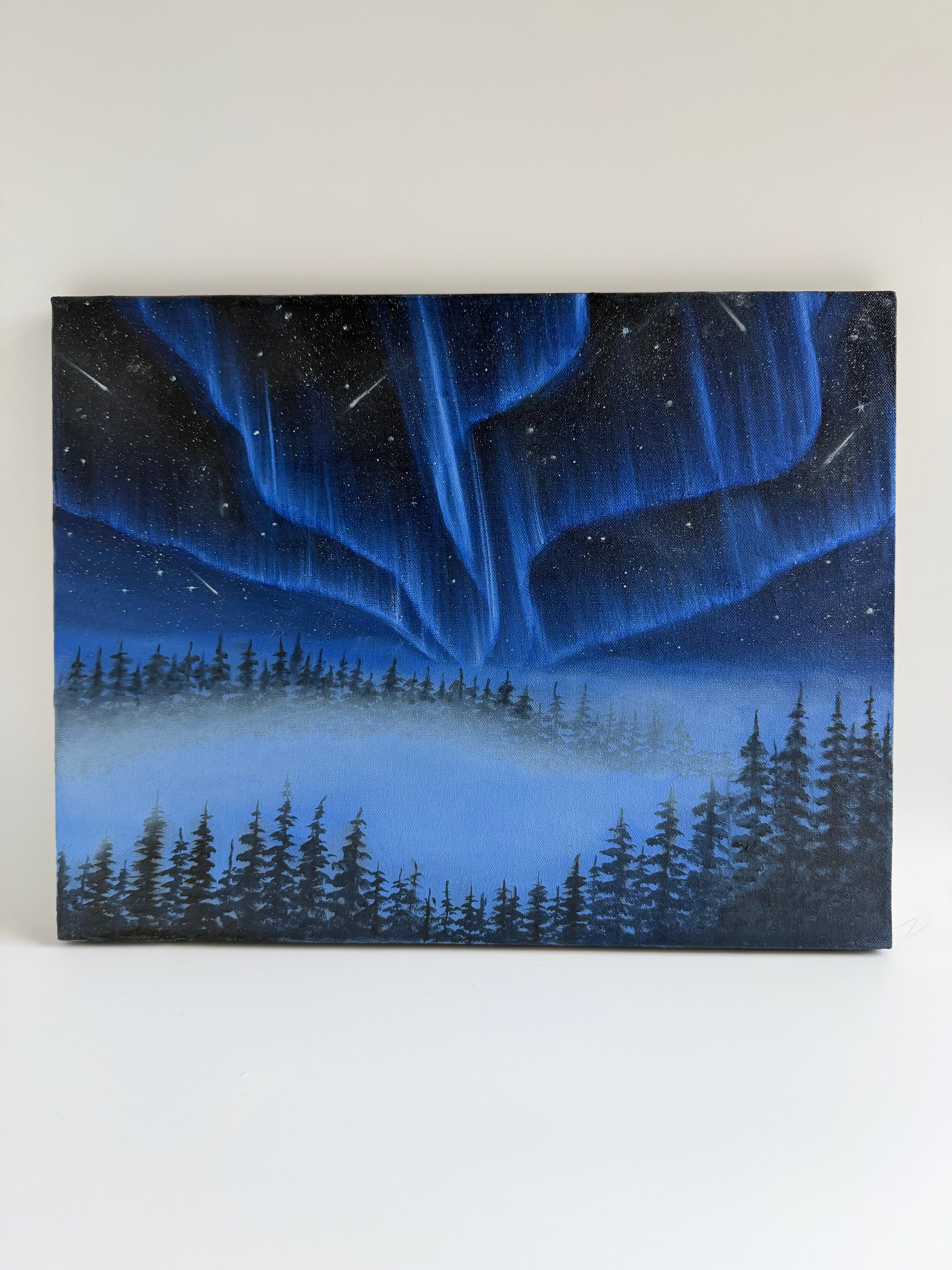 Aurora Borealis Painting | Original Northern Lights Oil Painting | 14×18