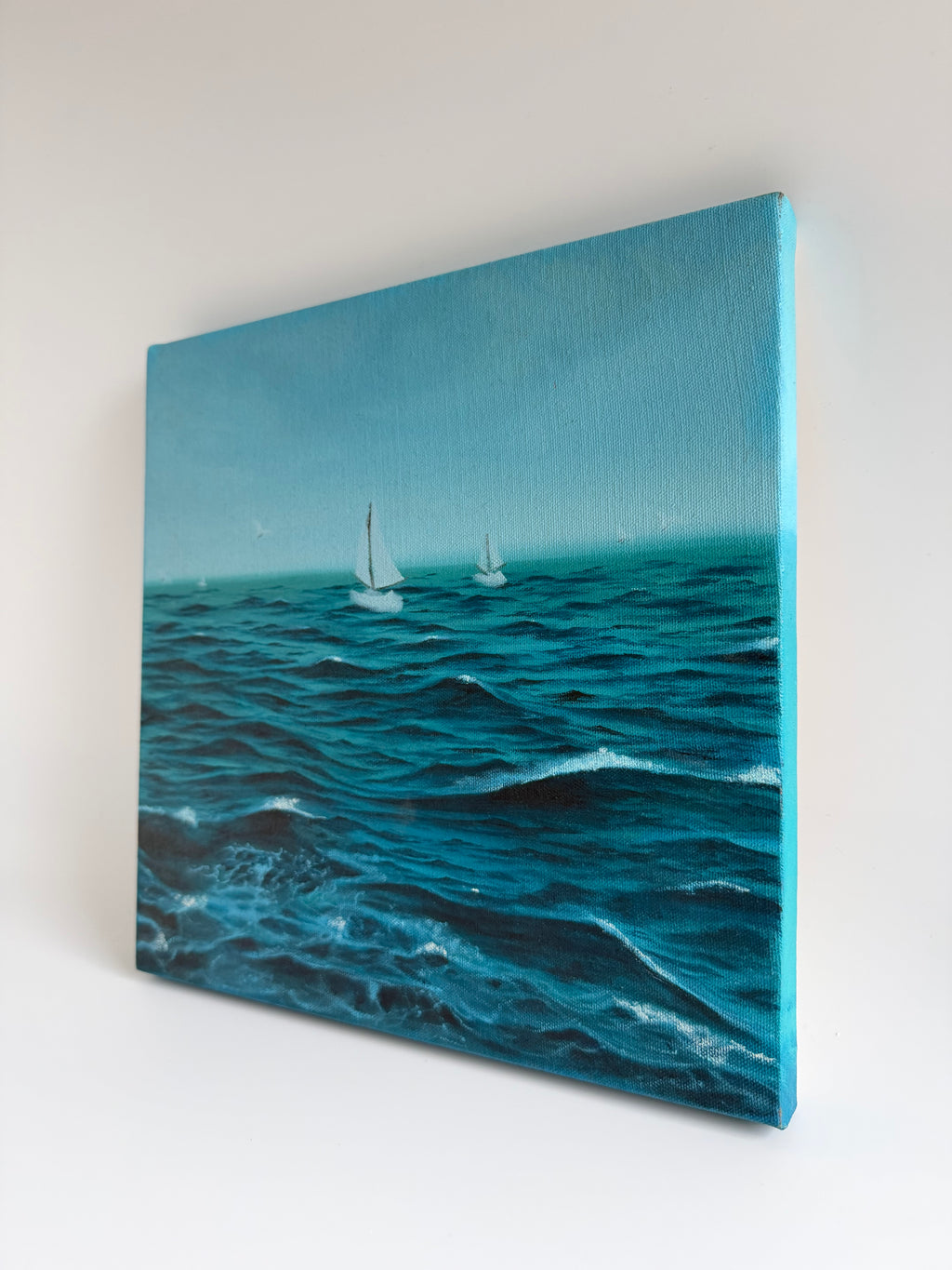 Stormy Sailboat Painting | Original Oil Painting | Nautical Wall Art | 12×12