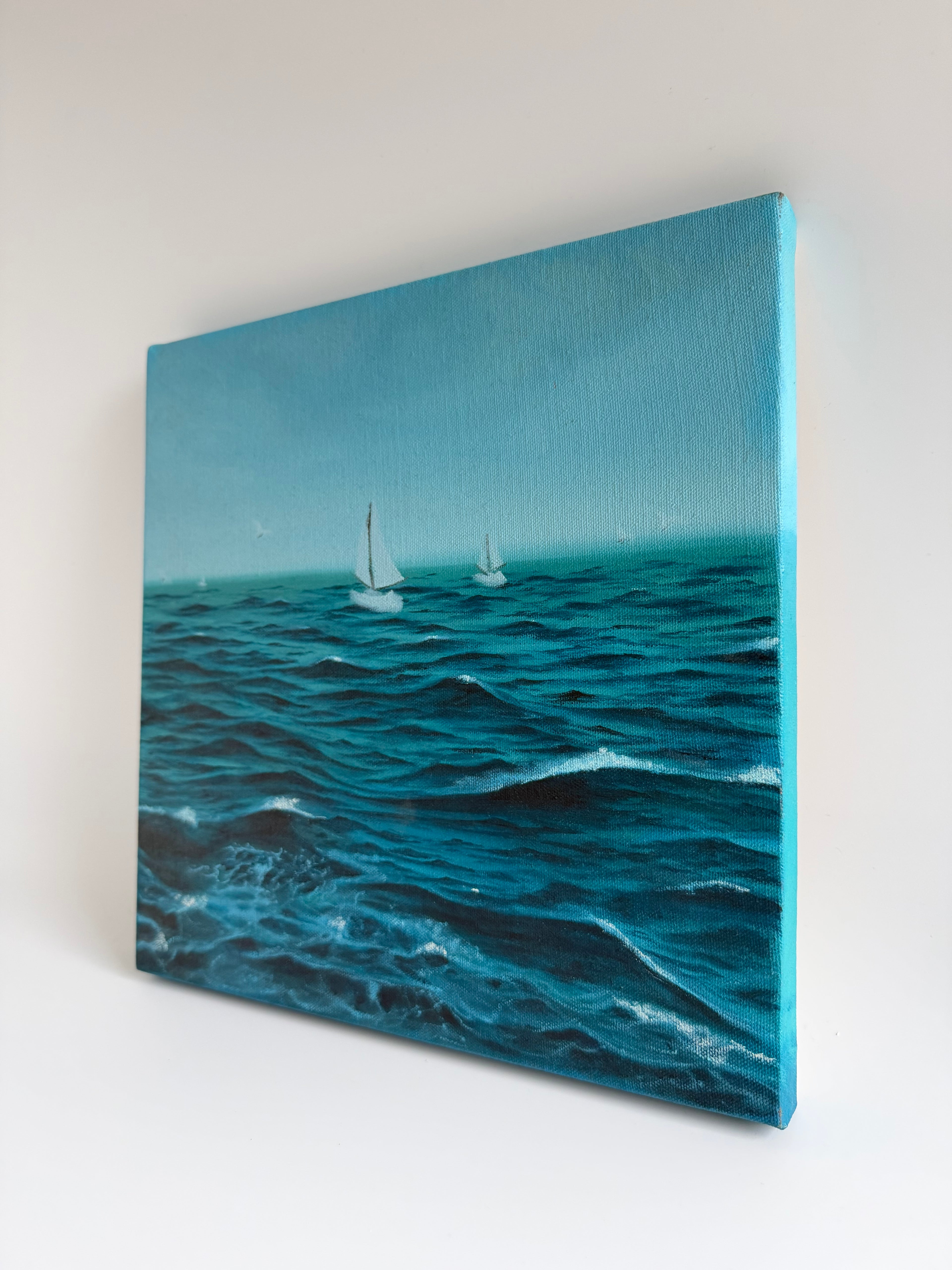 Stormy Sailboat Painting | Original Oil Painting | Nautical Wall Art | 12×12