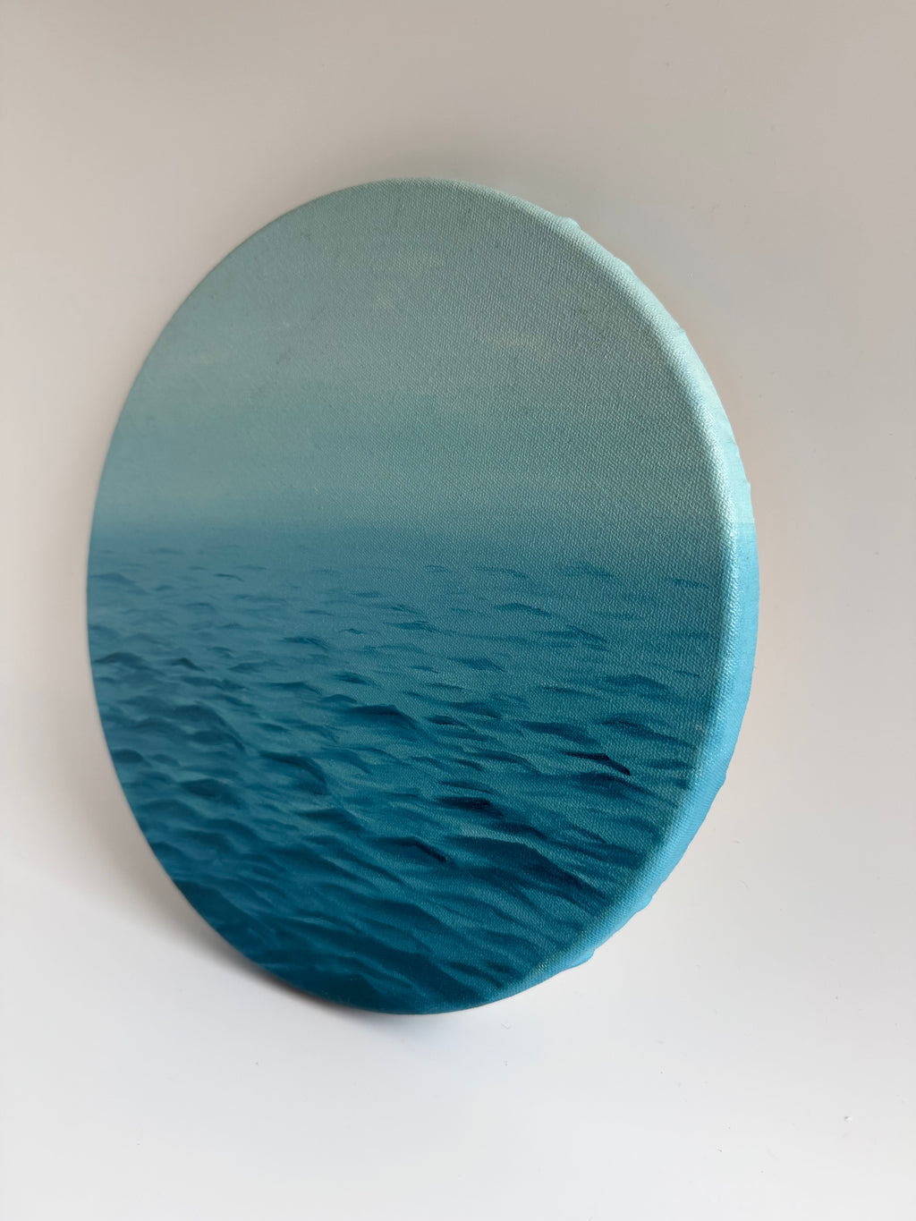 Original Round Ocean Oil Painting | Coastal Beach Wall Art