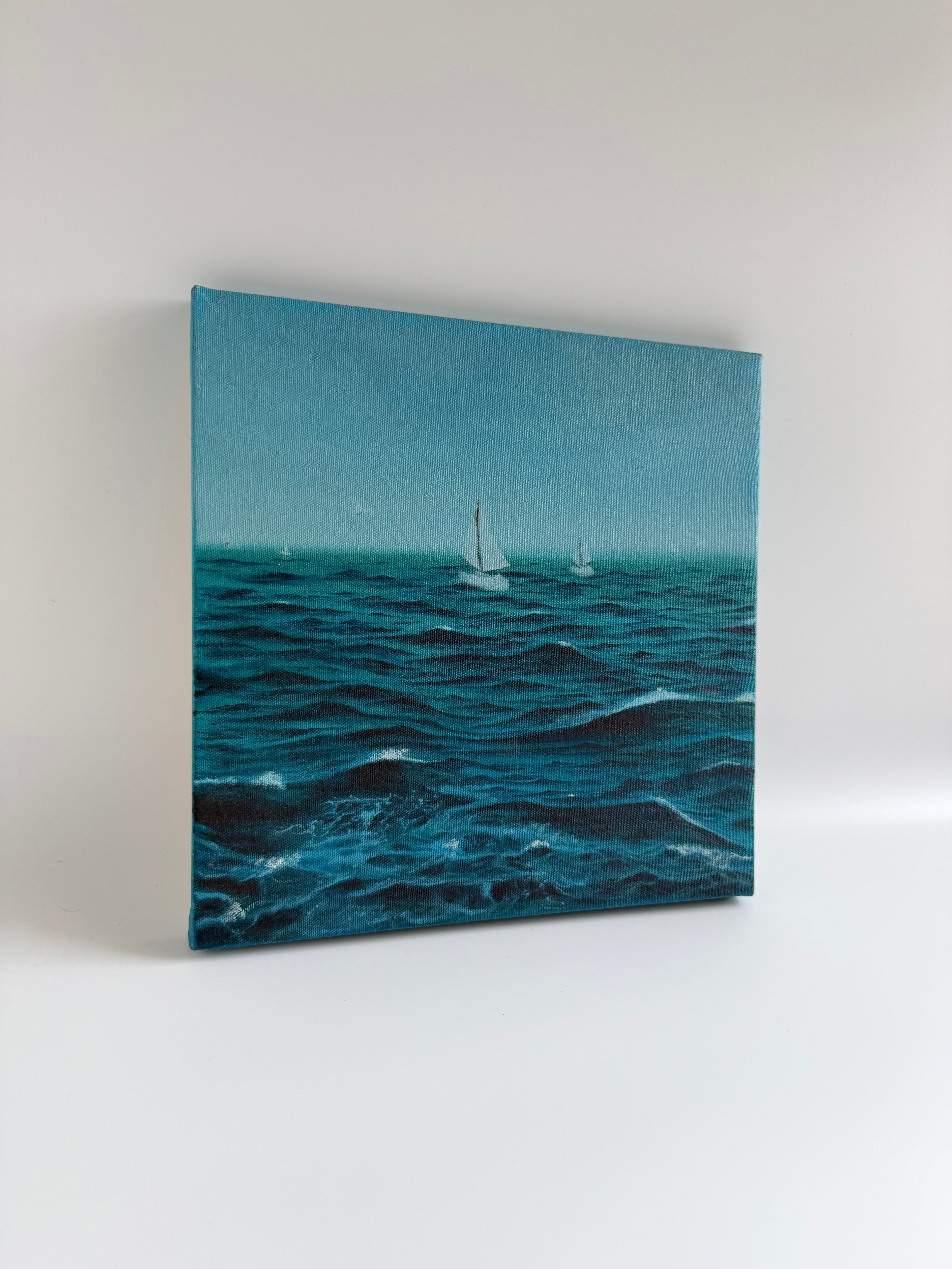 Stormy Sailboat Painting | Original Oil Painting | Nautical Wall Art | 12×12
