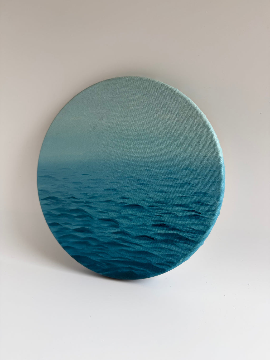 Original Round Ocean Oil Painting | Coastal Beach Wall Art