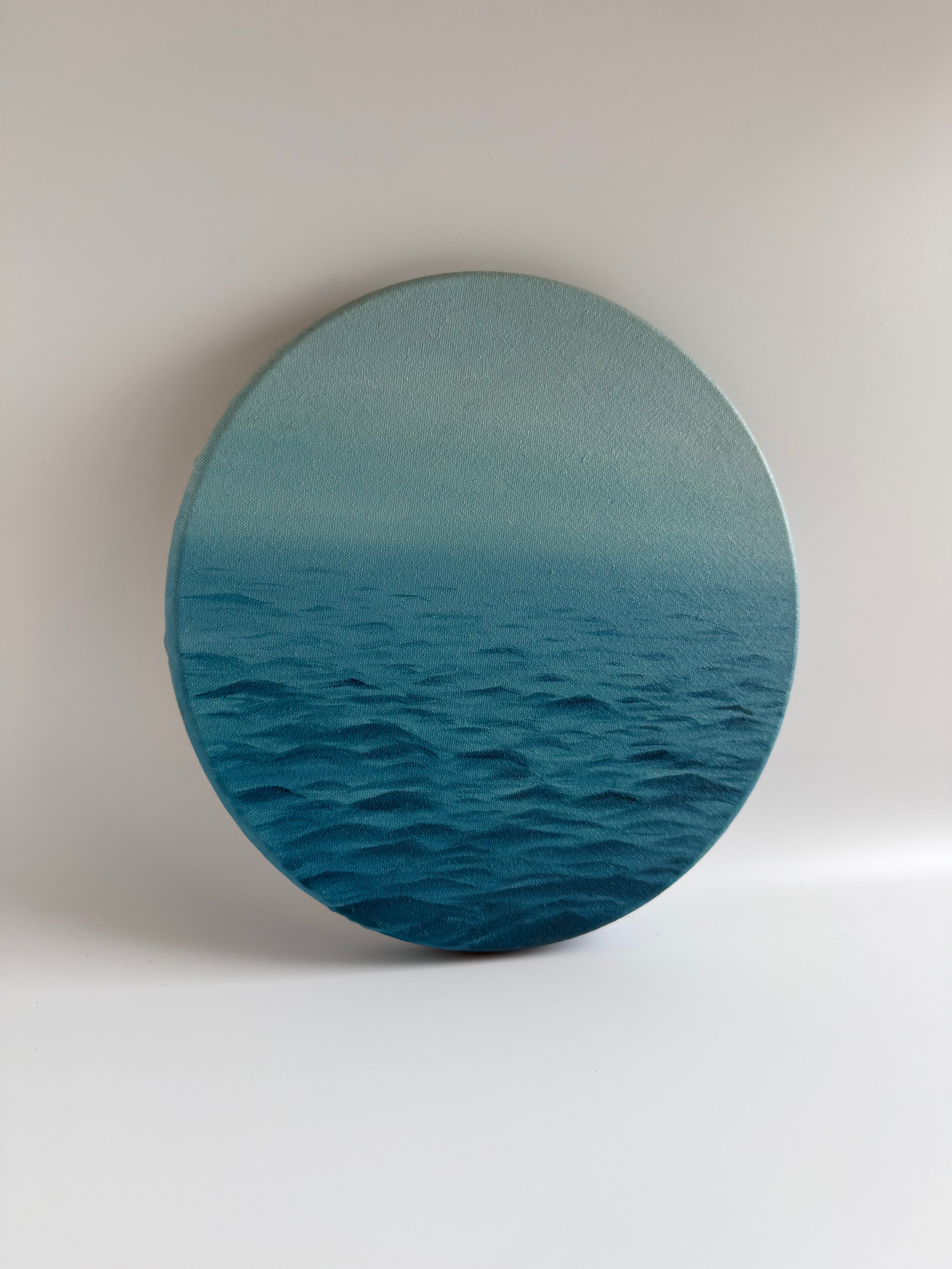 Original Round Ocean Oil Painting | Coastal Beach Wall Art