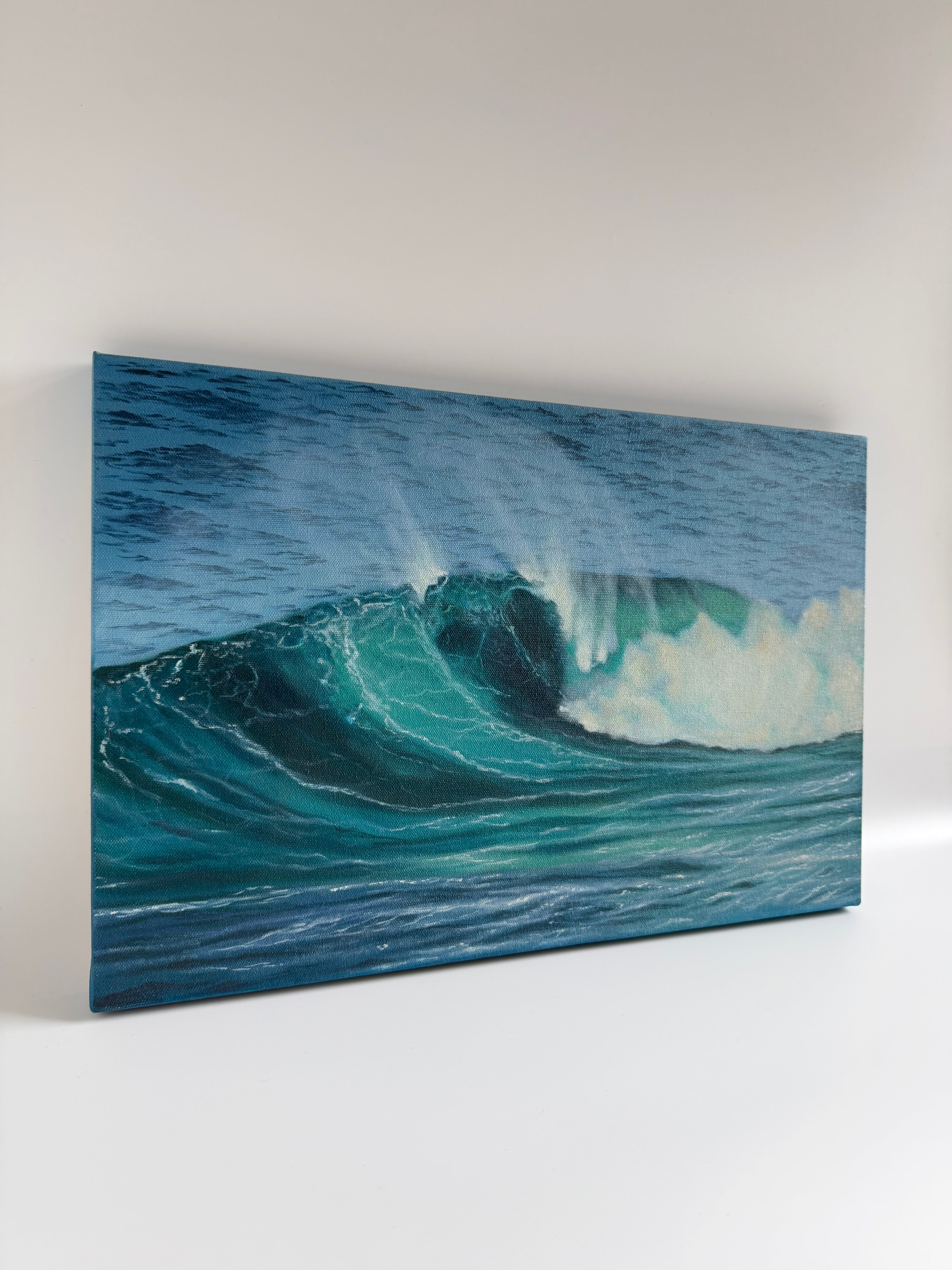 Original Ocean Wave Painting — 14 × 18 Oil on Canvas